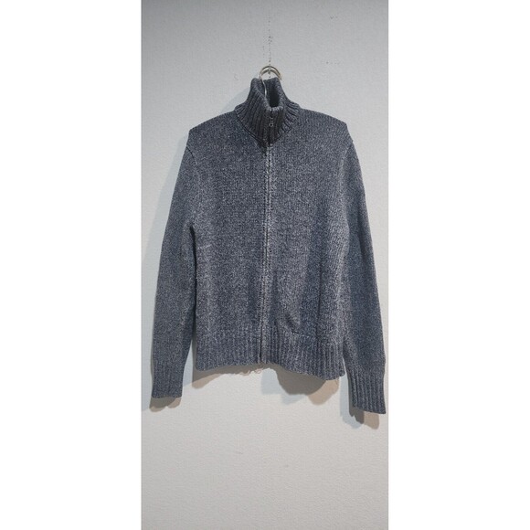 BANANA REPUBLIC TWEED FULL ZIP KNIT CARDIGAN JACKET SIZE MEDIUM BLUE - Picture 1 of 9